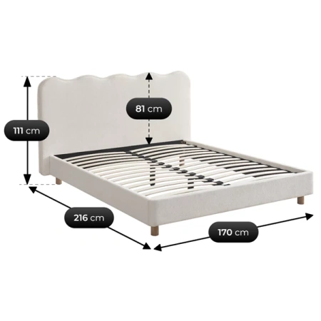 Łóżko 160x200 IZMIR Boucle Kremowe