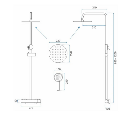 ZESTAW NATRYSKOWY PAROT ZŁOTY SZCZOTKOWANY TERMOST