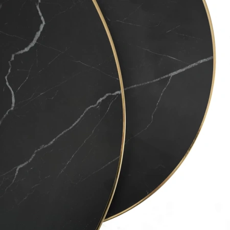 Zestaw Stolików ARON Czarny Marmur/Złoty