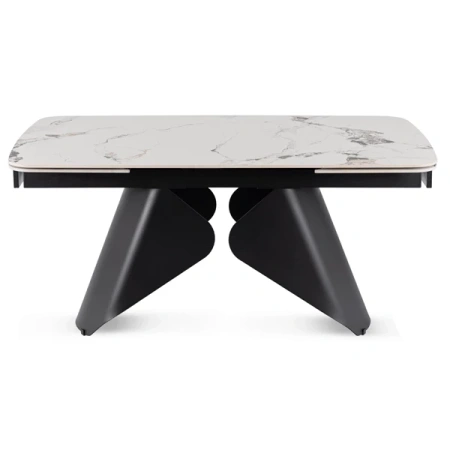 Stół Rozkładany Ceramiczny VERONA 160-240 cm Biały Marmur/Czarny