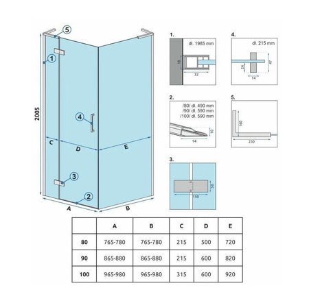 ŚCIANKA PRYSZNICOWA HUGO BRUSH GOLD 80