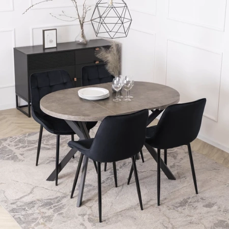 Stół DORIAN 80-160 cm Beton/Czarny