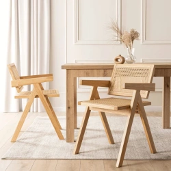 Krzesło MADERA Dąb/Beż Ażurowe