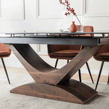 Stół ALICANTE 160-200 cm Czarny marmur/Orzech