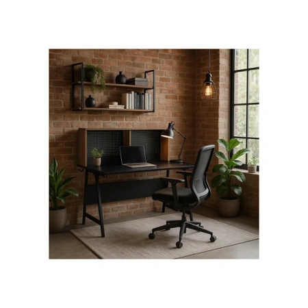 Biurko Gamingowe ICE 138,5 cm Czarne/Dąb Sonoma