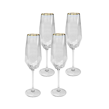 KARE komplet 4 kieliszków do szampana     DIAMOND RIM 360 ml