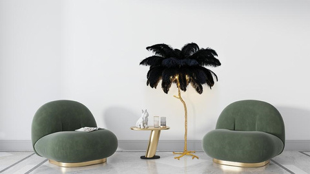 MOOSEE lampa podłogowa TIFFANY 175        czarna mosiądz / naturalne pióra