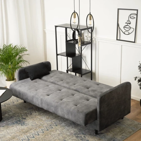 Zestaw 2x Sofa TIVOLI Szara Welurowa