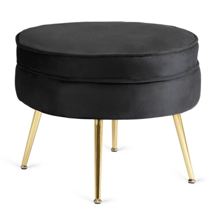 Fotel GRAND z Podnóżkiem Czarny Welurowy