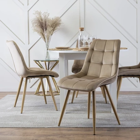 Krzesło RODRI Beżowe Welurowe