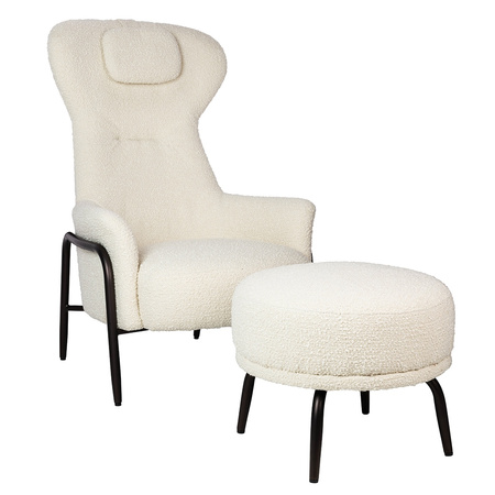 Fotel TEDDY GRAND z podnóżkiem beżowy -   stal