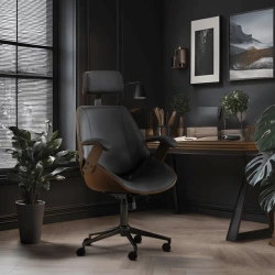 Fotel FABIAN Ekoskóra Orzech/Czarny