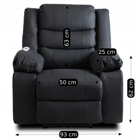 Fotel Masujący JASPER Czarny Ekoskóra