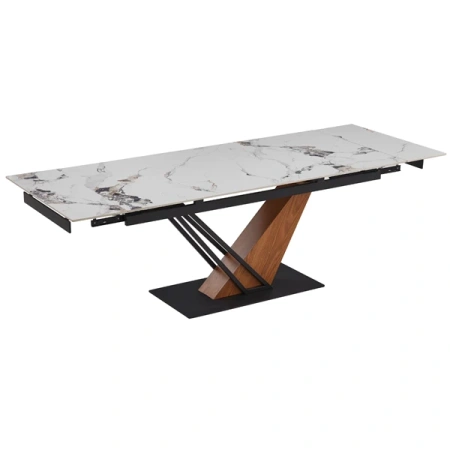 Stół REX 2 180-240 cm Biały Marmur/Dąb