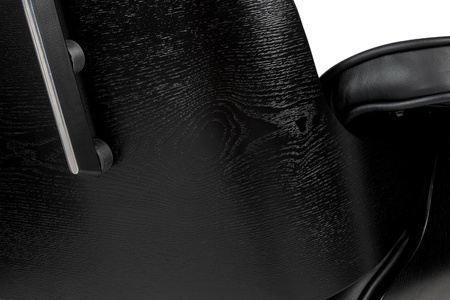 Fotel biurowy LOUNGE GUBERNATOR czarny - czarny jesion, skóra naturalna, podstawa czarna