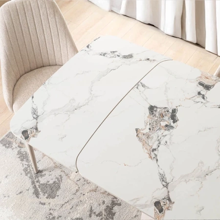 Stół Rozkładany VERONA 160-240 cm Biały Marmur/Kaszmir