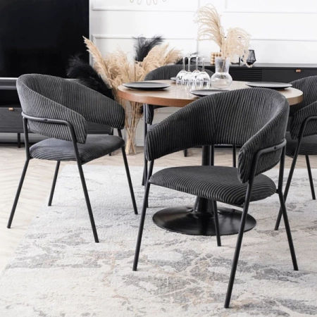 Krzesło TINKA Czarne Sztruksowe