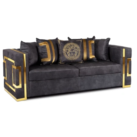 Sofa PALLAZO 3S Trzyosobowa Czarno/Złota