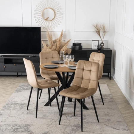 Stół LAUREN 90 cm Dąb Złoty/Czarny