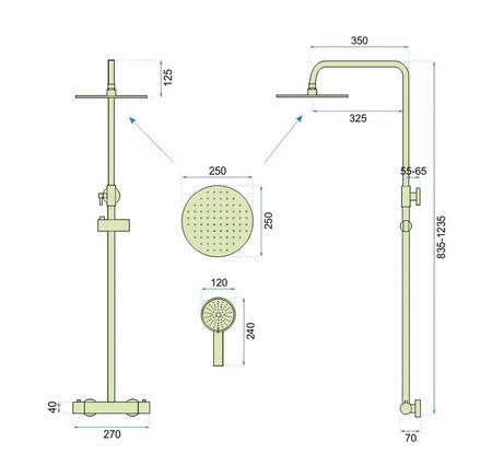 ZESTAW NATRYSKOWY VINCENT ZLOTY SZCZOTKOWANY TERMO