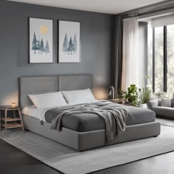 Łóżko 160x200 TULSA Welurowe Szare