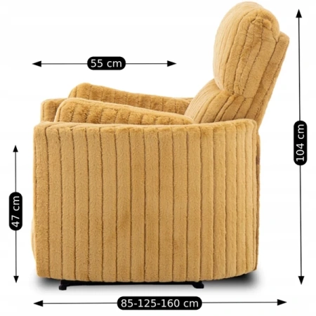 Fotel RAUL Musztardowy Tkanina Pluszowa