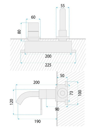 BATERIA UMYWALKOWA PODTYN LUNGO DIAMOND ZŁOTA + BO
