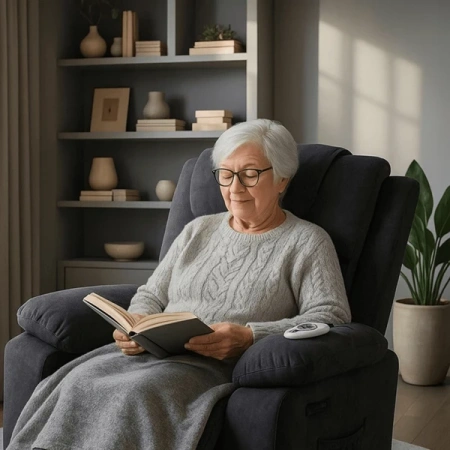 Fotel Masujący z Funkcją Wstawania FENIX Czarny