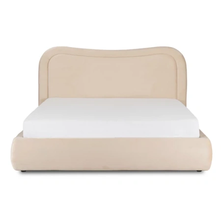 Łóżko 160x200 HAGA Kremowe Welurowe Z Pojemnikiem