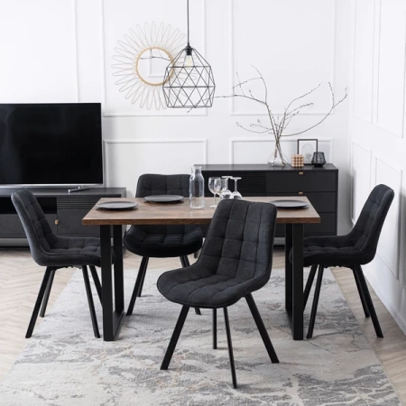 Krzesło RICK 2 Czarne Tapicerowane