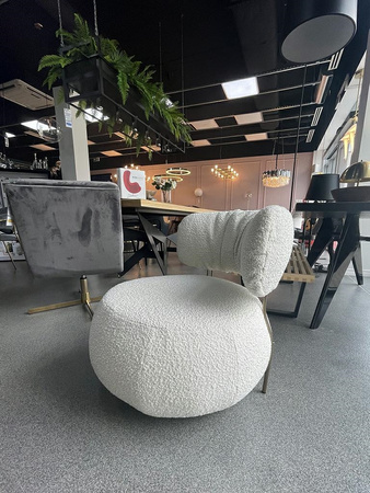 Fotel LOW TEDDY biały - stal