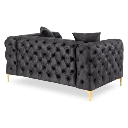 Sofa SORRENTO 2S Dwuosobowa Czarna Welurowa