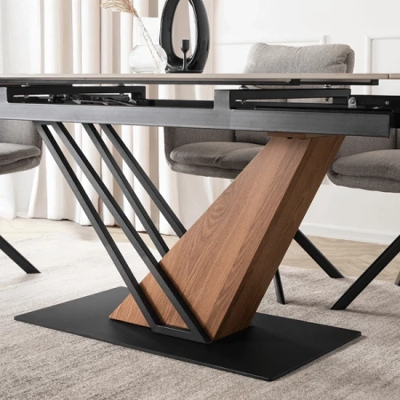 Stół REX 2 180-240 cm Biały Marmur/Dąb