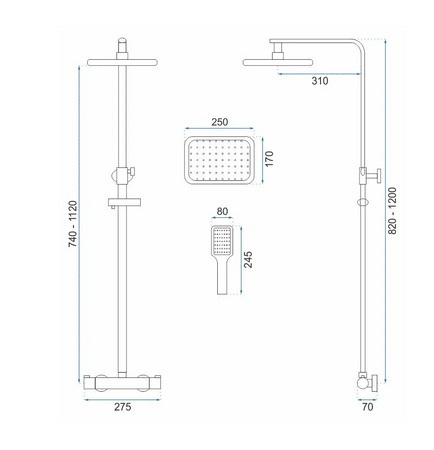 ZESTAW NATRYSKOWY TOM CHROM TERMOSTAT