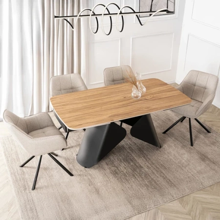 Stół Rozkładany Ceramiczny VERONA 160-240 cm Dąb/Czarny