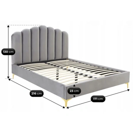 Łóżko 160x200 GEMINI Popiel Welurowe Z Pojemnikiem