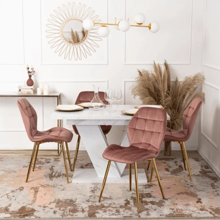 Stół CLARK 120-160 cm Biały Marmur