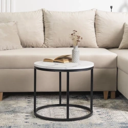 Stolik CONNY Biały Marmur/Czarny