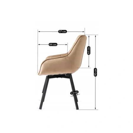 Krzesło Obrotowe LUNA Beżowe Welurowe