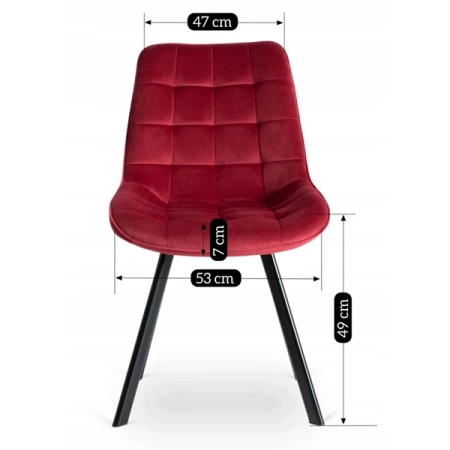 Krzesło RICK Bordowe Welurowe