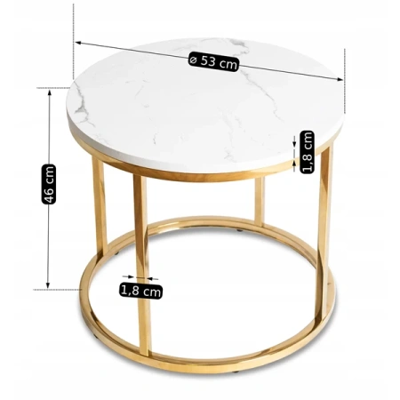 Stolik CLIFF Biały Marmur/Złoty