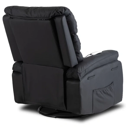 Fotel Masujący BRUCE Rozkładany Czarny Ekoskóra