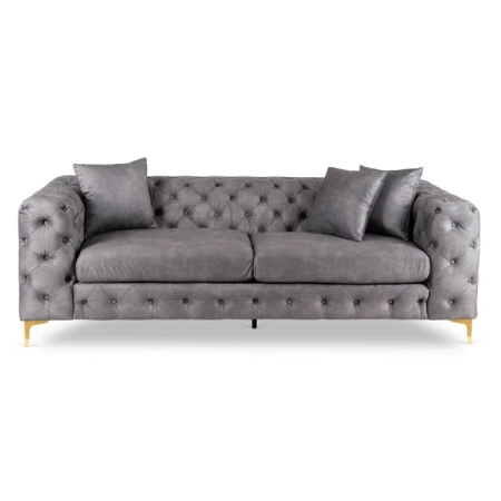 Sofa SORRENTO 3S Trzyosobowa Szara Welurowa