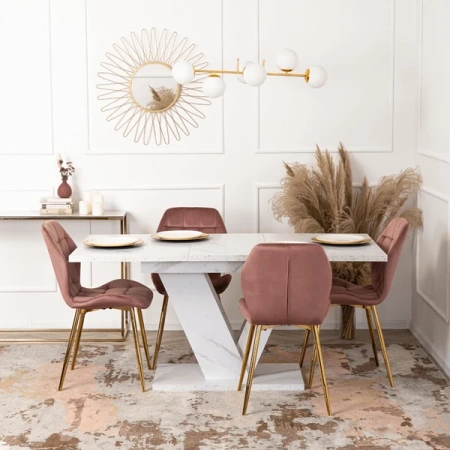 Stół CLARK 120-160 cm Biały Marmur