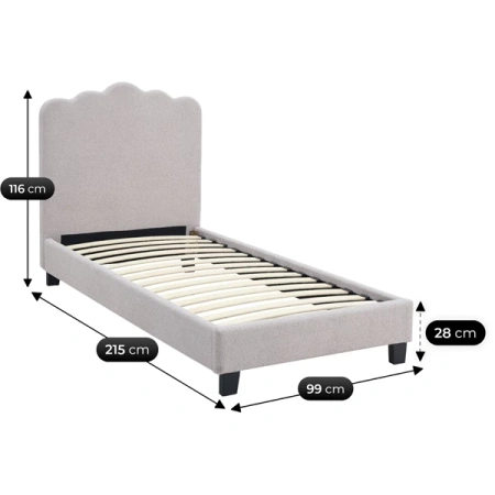 Łóżko 90x200 CRATER Boucle Szare