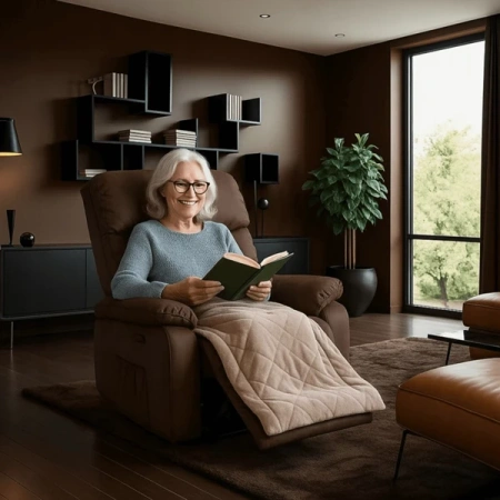 Fotel Masujący BRUCE Rozkładany Brązowy Ekoskóra