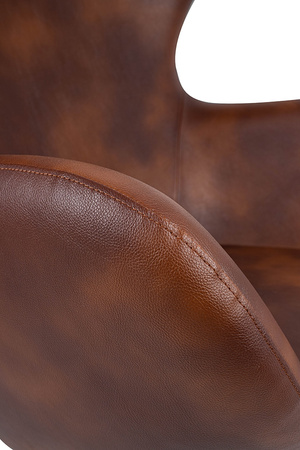Fotel EGG SZEROKI PU brąz vintage koniak  - podstawa stal
