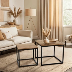 Zestaw Stolików CARMI Dąb Złoty/Czarny