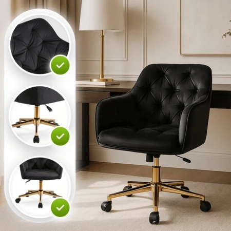 Fotel Obrotowy KONOR Czarny Welurowy