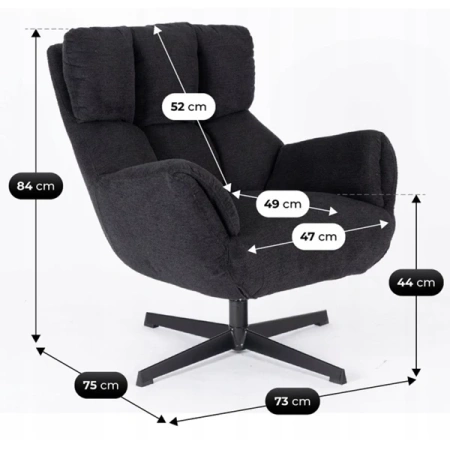 Fotel Wypoczynkowy Obrotowy REAL Czarny
